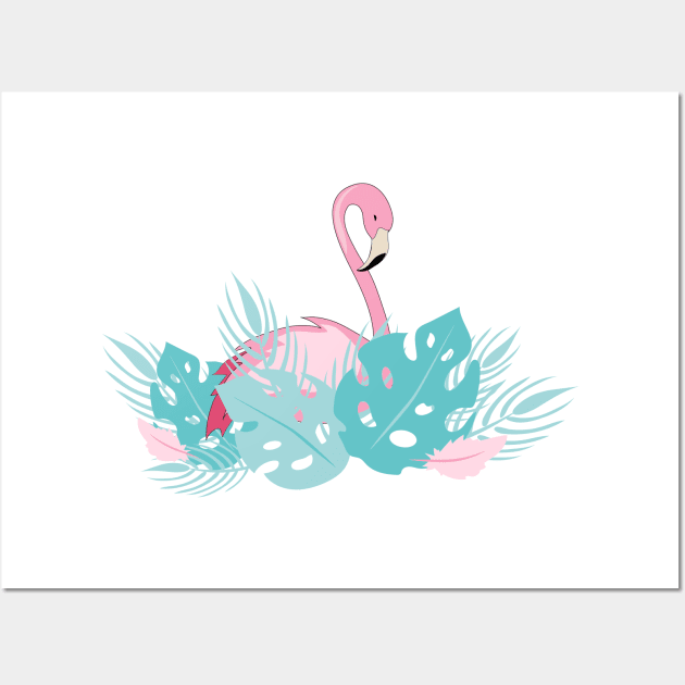 Elegant Pink Flamingo Design Wall Art by in_pictures